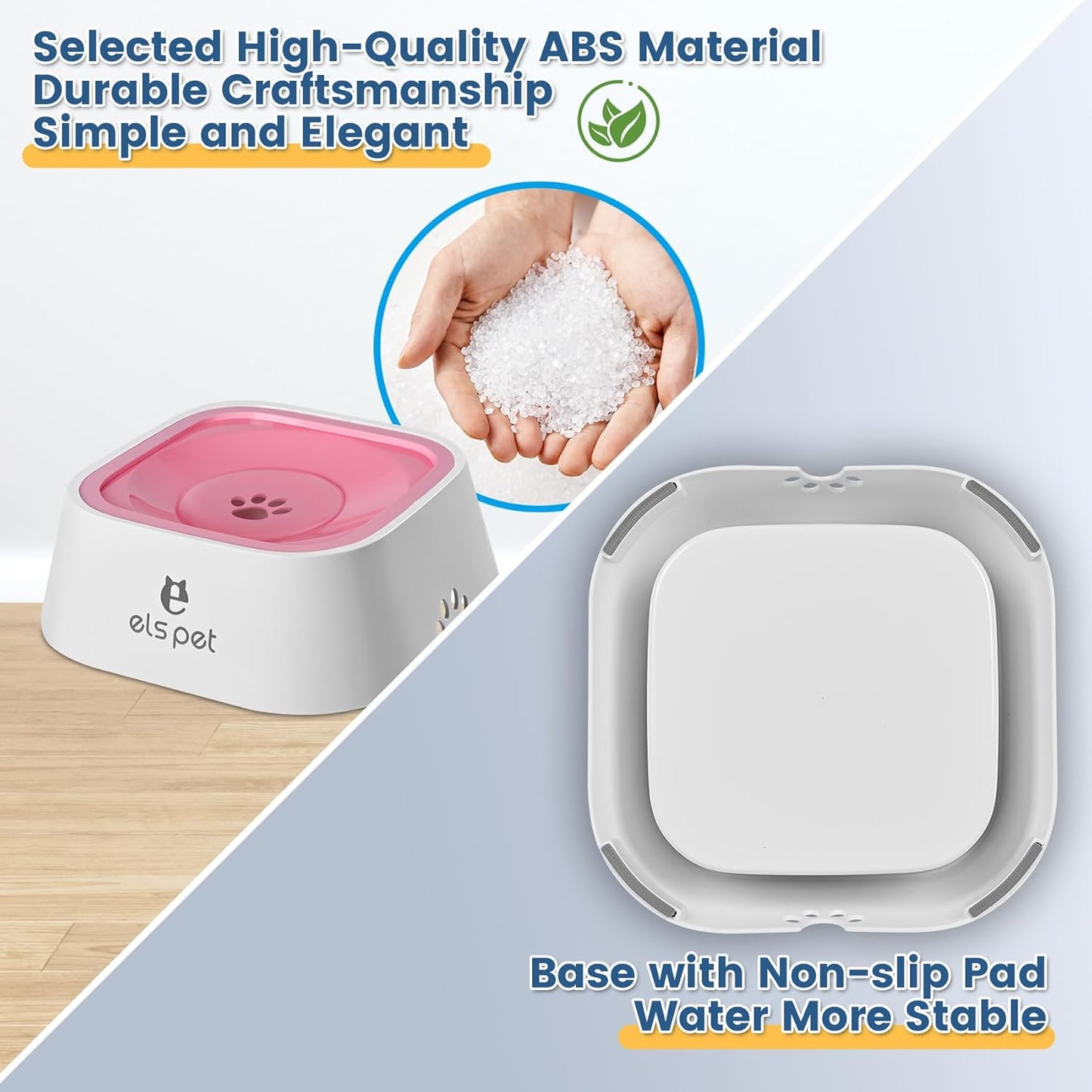 Dog Water Bowl no Spill, 35oz Slow Water Bowl for Dogs, BPA-Free, Anti-Splash & No-Slip Design, 1L Vehicle Carried Travel Spill Proof Pet Bowls, for Small Medium Cats and Pets. (White, 1L)