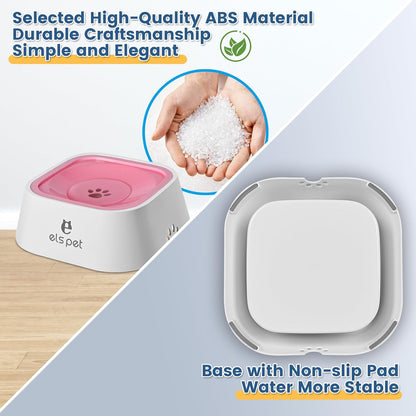 Dog Water Bowl no Spill, 35oz Slow Water Bowl for Dogs, BPA-Free, Anti-Splash & No-Slip Design, 1L Vehicle Carried Travel Spill Proof Pet Bowls, for Small Medium Cats and Pets. (White, 1L)