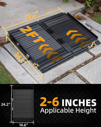 VNN Portable Wheelchair Ramp 4FT, Non-Slip Aluminum Ramps for Wheelchairs for Home, Handicap Wheelchair Ramps for Home Steps, Aluminum Loading Dock Plates, Doorways, Black