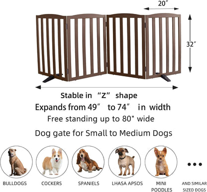 ZJSF Foldable Freestanding Indoor Dog Gate for House Wood White Long Pet Gates Dog Fence for Stairs Puppy Gates for Hallways,Pet Fence, Puppy Gate,Support Feet Included 24 "Height-3 Panels