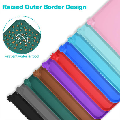 Silicone Waterproof Dog Cat Pet Feeding Mats, Non Slip, Easy Clean Pet Dog Cat Bowl Mats Placemat (18.5" x 11.5") Green