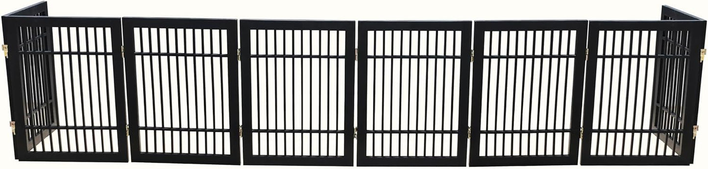 Urnporium Freestanding Wooden Dog Gate for Doorways – Foldable Acacia Wood Pet Gate, No Drill Portable Indoor/Outdoor Puppy Fence Barrier (White Pet Gate, 3 Panel 24" Tall)
