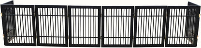 Urnporium Freestanding Wooden Dog Gate for Doorways – Foldable Acacia Wood Pet Gate, No Drill Portable Indoor/Outdoor Puppy Fence Barrier (White Pet Gate, 3 Panel 24" Tall)