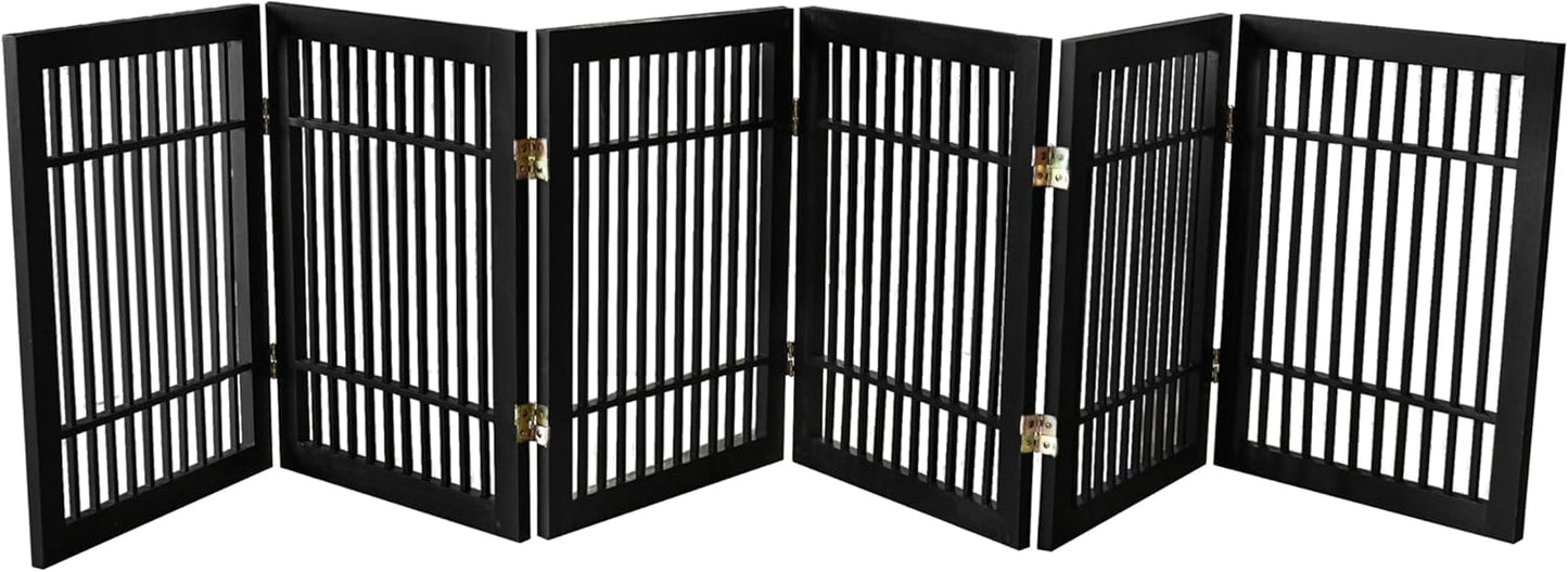 Urnporium Freestanding Wooden Dog Gate for Doorways – Foldable Acacia Wood Pet Gate, No Drill Portable Indoor/Outdoor Puppy Fence Barrier (White Pet Gate, 3 Panel 24" Tall)