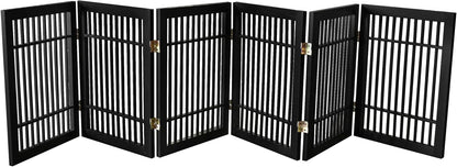 Urnporium Freestanding Wooden Dog Gate for Doorways – Foldable Acacia Wood Pet Gate, No Drill Portable Indoor/Outdoor Puppy Fence Barrier (White Pet Gate, 3 Panel 24" Tall)