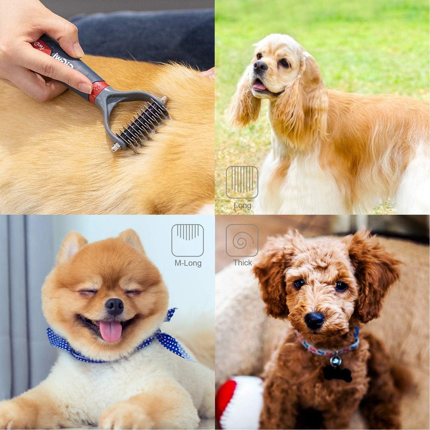 GiGwi Dog Rake for Grooming- 2 Sided Undercoat Pet Grooming Tools-Dog Rakes for Safe and Gentle Shedding and Removing Mats/Duall Head Dematting Comb Brush 11 Teeth for Dogs Cats Kitty and other Pets