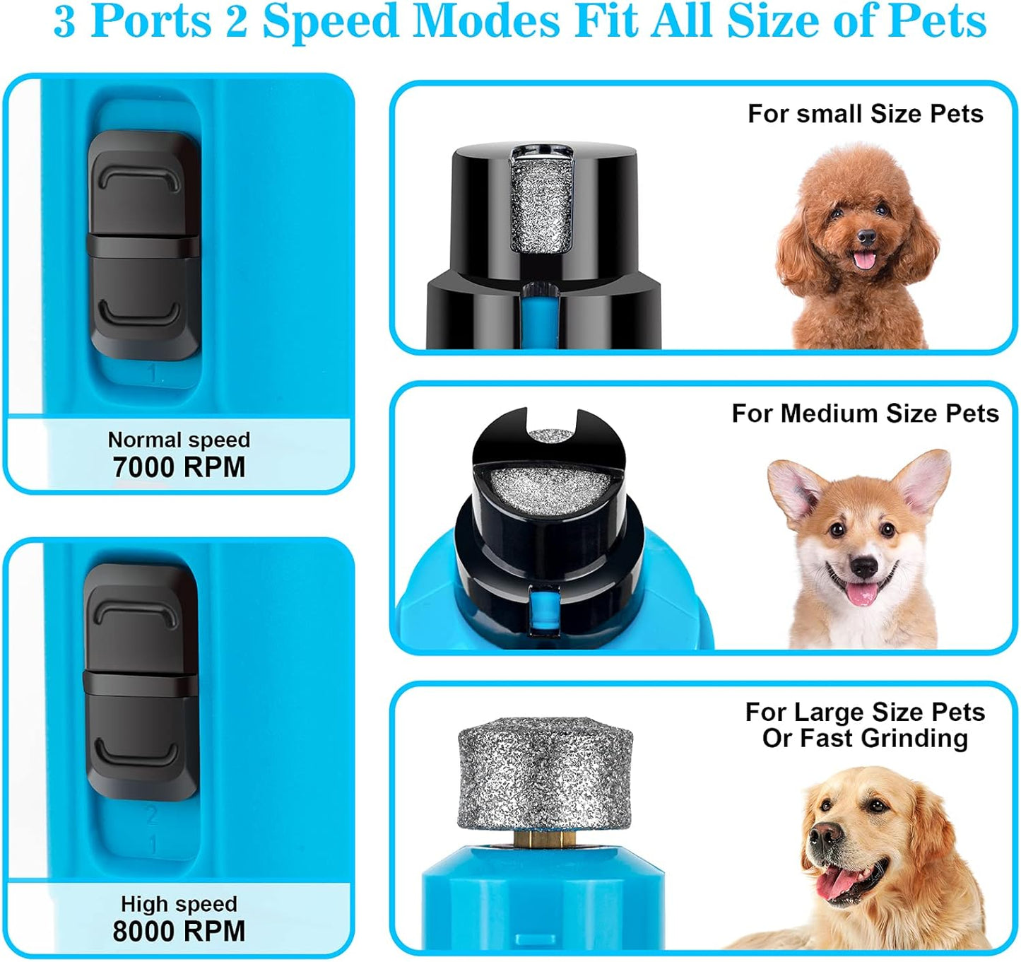 BOUSNIC Dog Nail Grinder with 2 LED Light - Super Quiet Pet Nail Grinder Powerful 2-Speed Electric Dog Nail Trimmer File Toenail Grinder for Puppy Small Medium Large Breed Dogs & Cats (Purple)