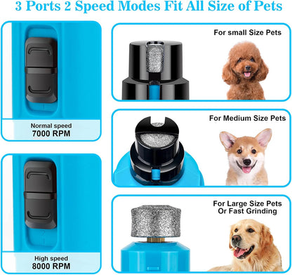 BOUSNIC Dog Nail Grinder with 2 LED Light - Super Quiet Pet Nail Grinder Powerful 2-Speed Electric Dog Nail Trimmer File Toenail Grinder for Puppy Small Medium Large Breed Dogs & Cats (Purple)