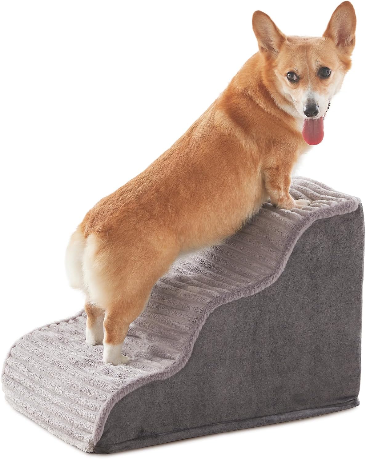 Laojin Balhen Dog Stairs for Small Dogs & Cats 15.7" H, High Density Foam Dog Steps Ramp for Couch Sofa and Chair, Pet Stairs with Non-Slip Bottom and Remove Washable Cover, 3-Step Pet Steps, Beige