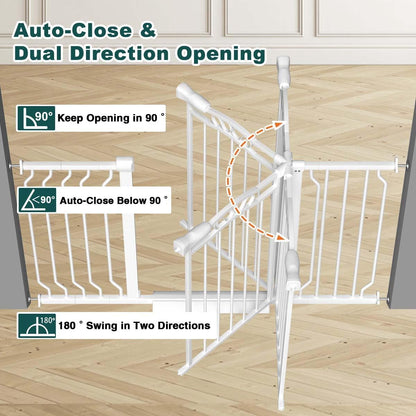 Fairy Baby 62.5"-71.6" Extra Wide Baby Gate Pressure Mount, Long Large Dog Gate Indoor Doorways Stairs, No Drill Safety Child Gate for Kids with Double Lock, Walk Thru Pet Gate for Puppy Doggy, Black