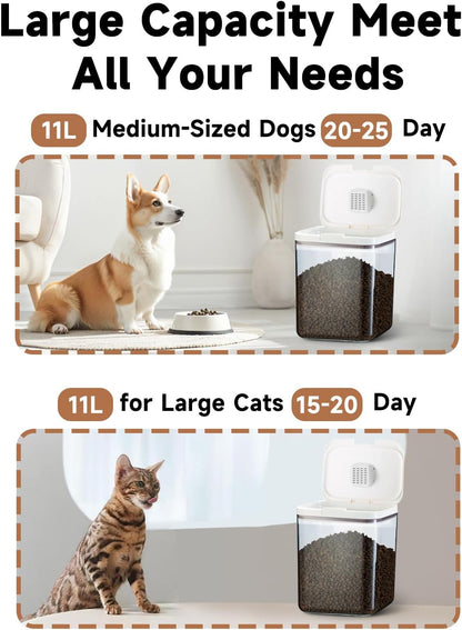 LivLab Mker Pet Food Storage Container 5 lbs Airtight Dog/Cat Food Container with Measuring Cup, BPA Free, Rice & Flour Storage Container for Dog Treats and Cat Food (3 lbs), White