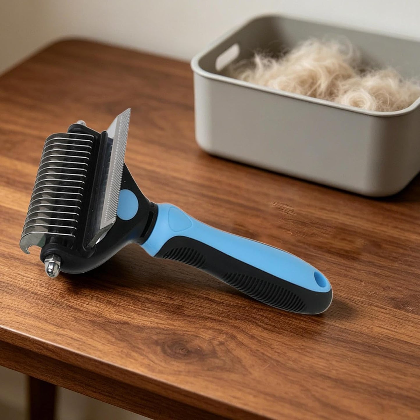 Pet Undercoat Rake, Non-Slip Handle, 17.3x10x4.3cm, Pet Grooming Tool, Dog Dematting Comb, Safety Tips Design, for Thick Coat, Puppy and Kitten Grooming