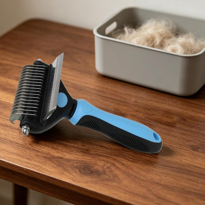 Pet Undercoat Rake, Non-Slip Handle, 17.3x10x4.3cm, Pet Grooming Tool, Dog Dematting Comb, Safety Tips Design, for Thick Coat, Puppy and Kitten Grooming