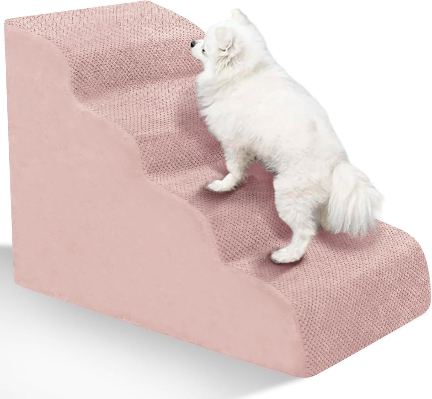 Dog Stairs for Small Dogs - High Density Foam Dog Ramp, Extra Wide Pet Steps with Non-Slip Bottom for High Beds, Couche and Sofa, Best for Pet Injured, Older Dogs Cats (Grey, 4 Steps)