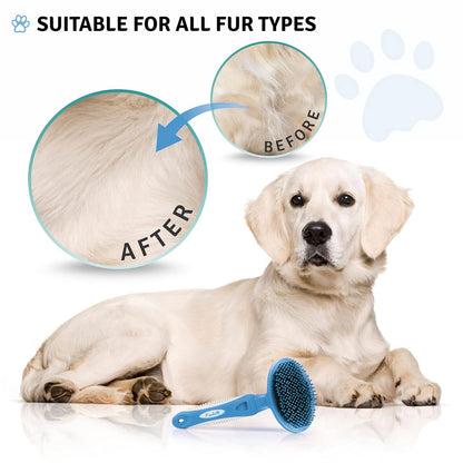 Round Bristle Pet Brush for Dogs and Cats - Soft Dog Brush for Grooming Short or Long Hair - Gentle Tool for Sensitive Skin Removes Dander, Dirt, and Detangles (Purple)
