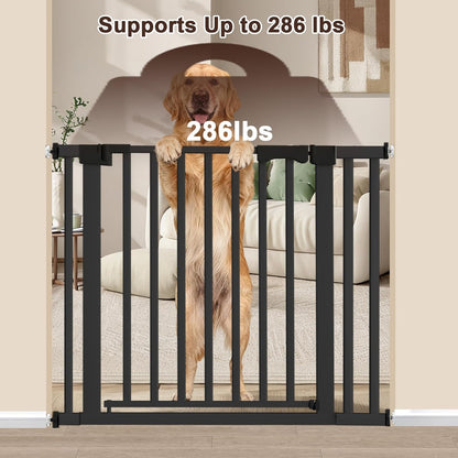 30"-62.5" Extra Wide Baby Gate for Doorways/Hallways,Pressure-Mounted Dog Gate Indoor for Stairs, Auto Close Pet Door for Child/pet Proof Safety, No Need Drilling, White
