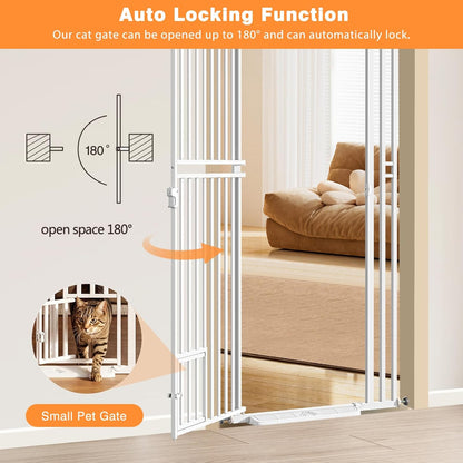 78.7" Extra Tall Transparent Cat Gate for Doorway, PC Board Clear Pet Gate with 27”-37” Adjustable Width, Pressure Mounted Dog Gate with Auto Locking, for Stairs/Kitchen/Hallways, No Drilling