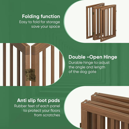 Freestanding Foldable Dog Gate - 4 Panel Room Divider with Metal Support Feet (Black)