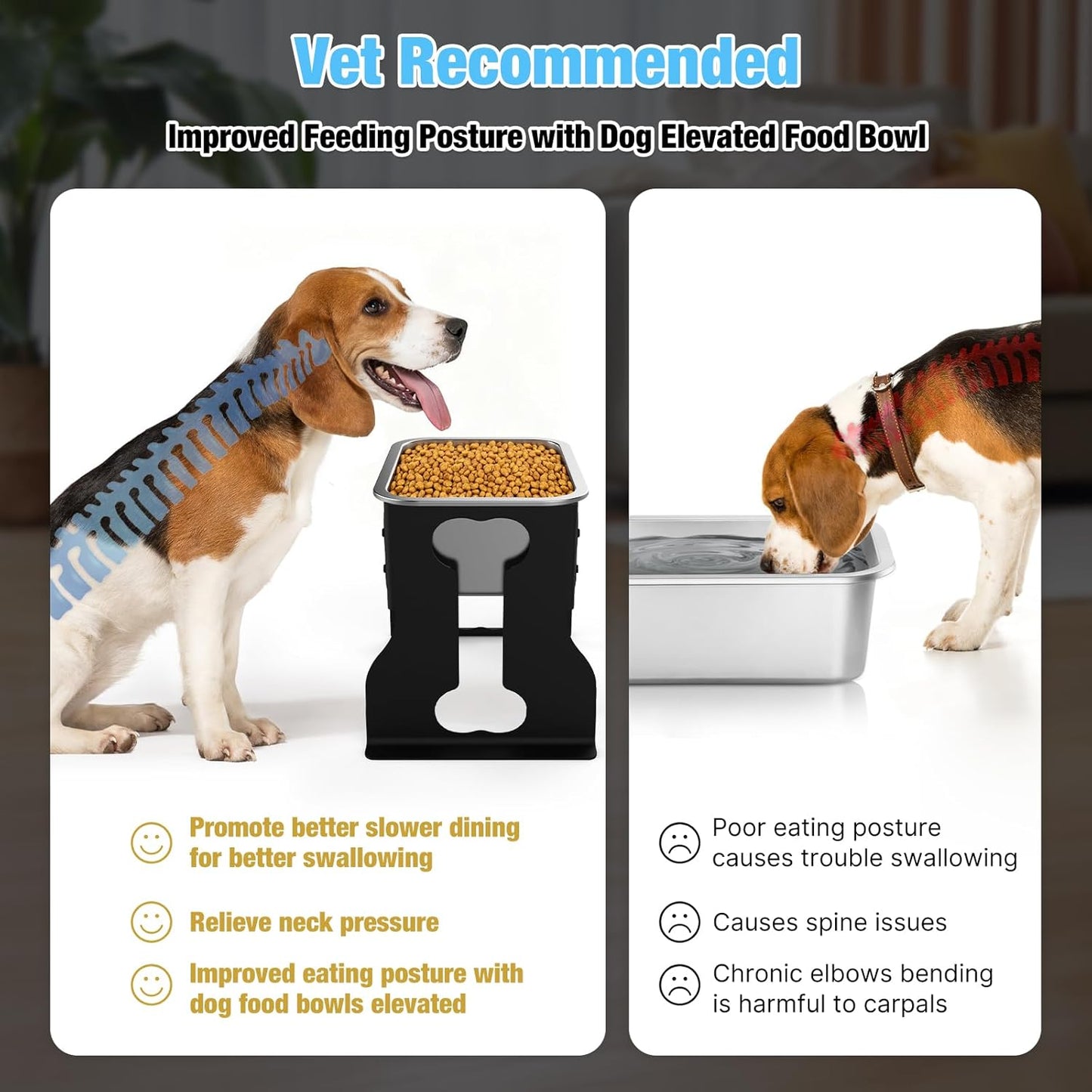2.4 Gallon Elevated Large Dog Water Bowl,14" Raised Stainless Steel Bowl with Stand for Large Breed, Full Metal Dog Feeding Station for Relief Joint Pressure, Easy Clean for Indoor & Outdoor Uses