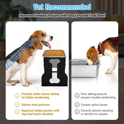 2.4 Gallon Elevated Large Dog Water Bowl,14" Raised Stainless Steel Bowl with Stand for Large Breed, Full Metal Dog Feeding Station for Relief Joint Pressure, Easy Clean for Indoor & Outdoor Uses