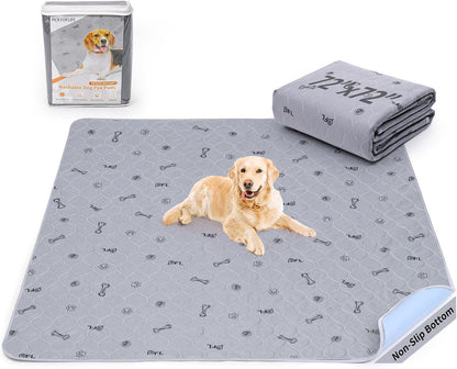 Washable Pee Pads for Dogs, 2Pack Reusable Puppy Pads, Absorbent Whelping Pads with Bone Print, Non-Slip Waterproof Pet Training Pads for Couch, Crate, Potty Training 18x24