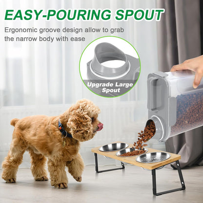 TBMax Dog Food Storage Container 5-7 lbs, Airtight Cat Food Container with Larger Spout & Measuring Cup, Portable Pet Food Storage Dispenser for Small Animal Kibble Storage, Bird Seed Container