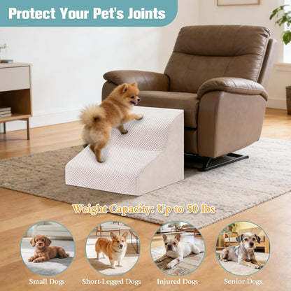 Dog Stairs for Small Dogs, 2-Step Dog Steps for Couch Sofa and Chairs, High-Density Foam Pet Steps Ramp with Removable Washable Cover for Older Injured Puppy Dogs and Cats, 11.81" H, Grey
