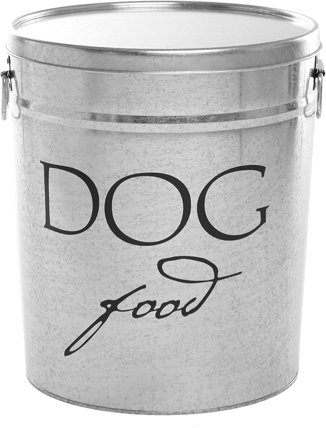 Harry Barker Bon Chien Dog Food Storage Canister – Large 11 gallon, Airtight Stainless Steel Pet Food Container, Stylish Kitchen Counter Dog Kibble Storage with Easy-Open Lid - White
