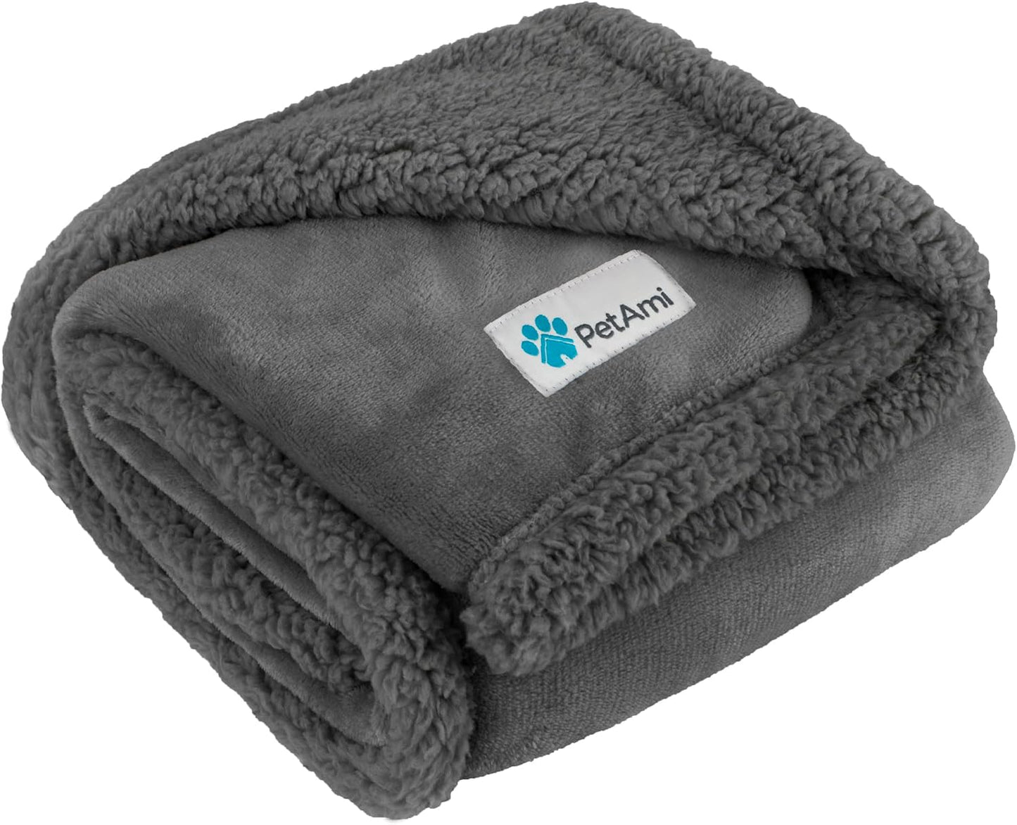 PetAmi Dog Blanket for Medium Large Dogs, Pet Bed Blanket Cat Puppy Kitten, Fleece Furniture Couch Cover Protector Sofa Car, Soft Sherpa Dog Throw Plush Reversible Washable, 40x60 Plaid Dark Gray