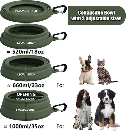 OHMO Spill Proof Collapsible Dog Water Bowl 24oz for Cars, No Splash Portable Bowls for Dog Travel, Dishwasher Safe, Pet Essentials for Road Trips, Cat Travel Accessories