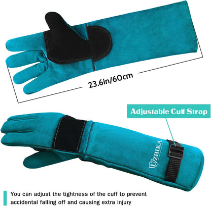 23.6 in Animal Handling Gloves, Bite Proof Scratch Resistant for Dogs, Cats, Birds, Reptiles, Vet, Grooming & Wildlife Rescue