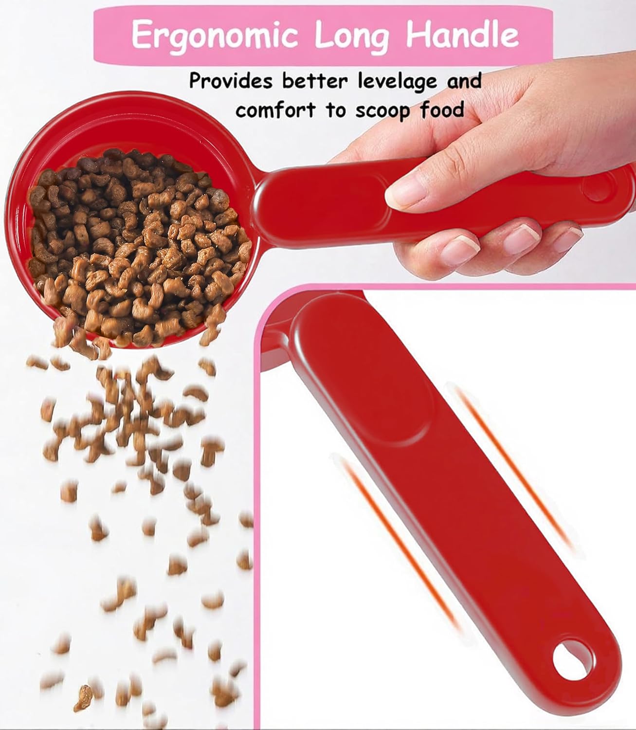 Joyinjojo Dog Food Scoop 1 Cup 1/2 Cup - Melamine Dog Food Measuring Cup, Pet Food Scoop for Dog Cat...Comfortable Long Handle for Easy to Scoop Food