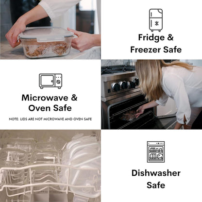 Razab 10 Cups/ 80 Oz 4 Pc (Set of 2) Glass Food Storage Containers with Airtight Locking Lids-For Storing & Serving Food. BPA Free & Leak Proof - Microwave, Dishwasher, Fridge, Freezer and Oven Safe