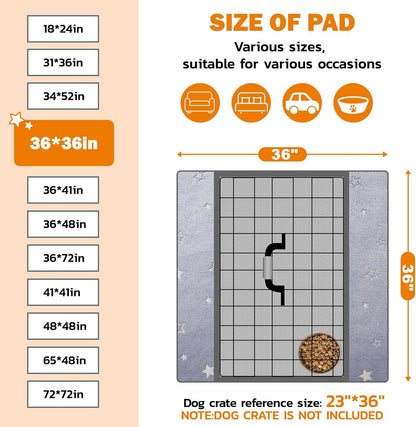 LOOBANI Washable Pee Pads for Dogs, 2 Pack 31 x 36 in Reusable Pee Pads for Dog Mat Puppy Mats Training Non Slip Whelping Mat for Dog Playpen, Crate, Car, Grey