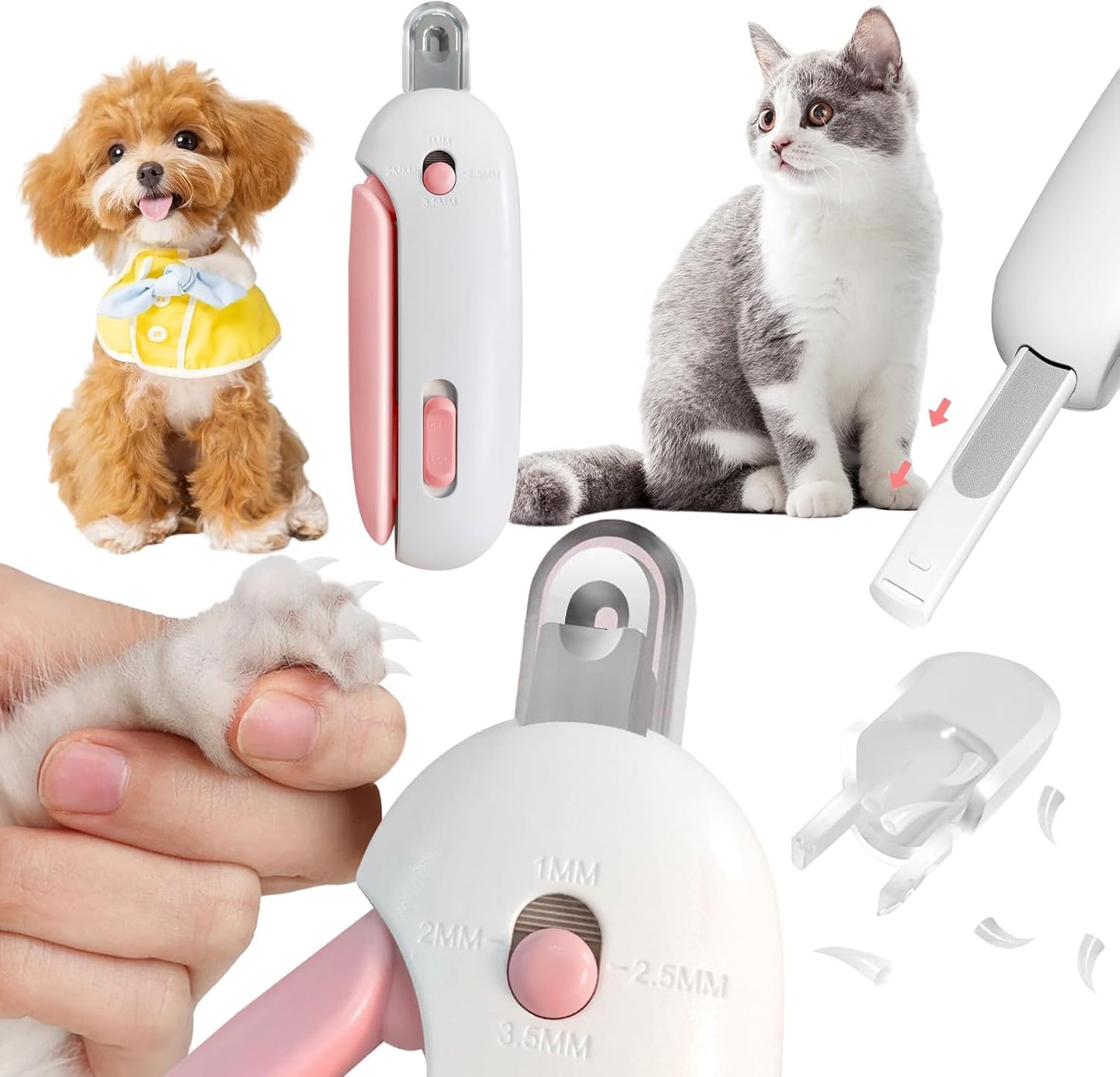 Cat Nail Clipper and Trimmer with 3 Adjustable Safety Levels Trimming Hole, Professional Indoor Kitten Supplies, Puppy Grooming Tools, with Debris Catcher & Hidden Nail File Blue