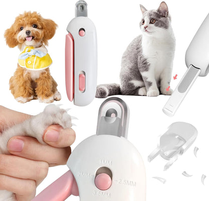Cat Nail Clipper and Trimmer with 3 Adjustable Safety Levels Trimming Hole, Professional Indoor Kitten Supplies, Puppy Grooming Tools, with Debris Catcher & Hidden Nail File Blue