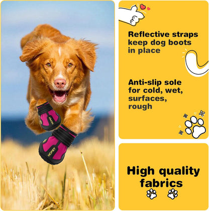 Hcpet Dog Boots, Dog Shoes for Large Dogs, Medium Dog Boots & Paw Protectors, Anti-Slip Dog Booties for Hot Pavement Winter Snow Hiking with Reflective Straps Black Size 6