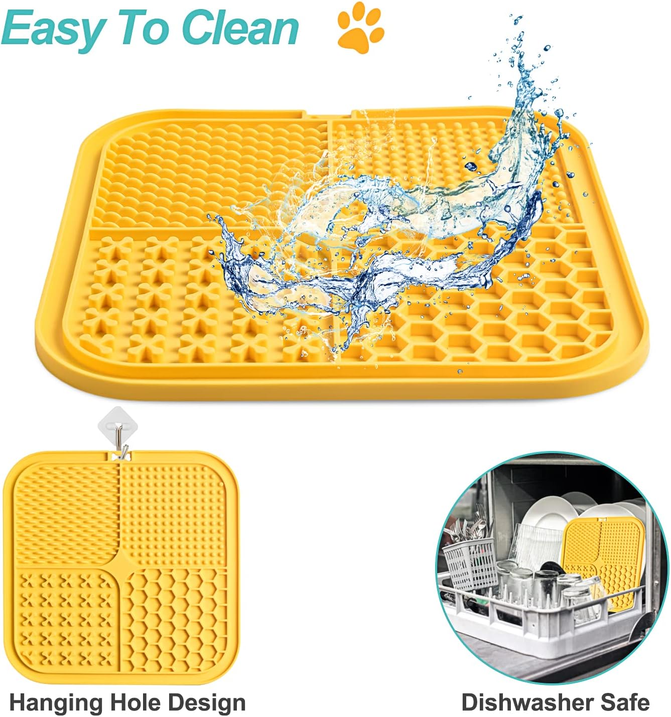 LUKITO Lick Mat for Dogs & Cats 2 Pack with Suction Cups, Dog Lick Mat for Anxiety Relief, Dog Toys to Keep Them Busy, Peanut Butter Licking Pad for Boredom Reducer, Perfect for Bathing Grooming