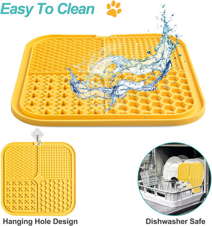 LUKITO Lick Mat for Dogs & Cats 2 Pack with Suction Cups, Dog Lick Mat for Anxiety Relief, Dog Toys to Keep Them Busy, Peanut Butter Licking Pad for Boredom Reducer, Perfect for Bathing Grooming