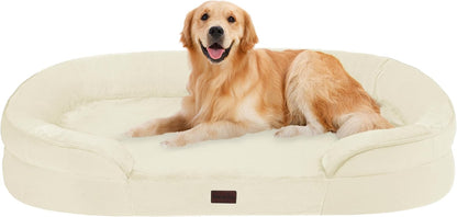 Dwanton Orthopedic Dog Bed for Medium Dogs with Gel Memory Foam, Waterproof Dog Sofa, Washable Pet Bed with Four Sided Bolster Cushion, Removable Cover & Non-Slip Bottom, 36", Dark Gray