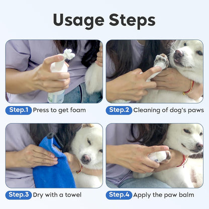 Leopong Dog Paw Cleaner,Dog Paw Wash Care for Dogs Large Medium Small XL Breed,2 Pack Waterless Foam with Silicone Scrubber, Dogs Cats Feet Paw Cleaner