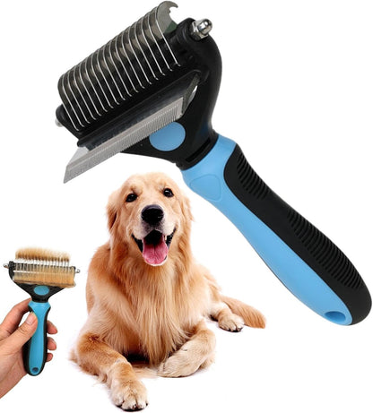 Pet Undercoat Rake, Non-Slip Handle, 17.3x10x4.3cm, Pet Grooming Tool, Dog Dematting Comb, Safety Tips Design, for Thick Coat, Puppy and Kitten Grooming