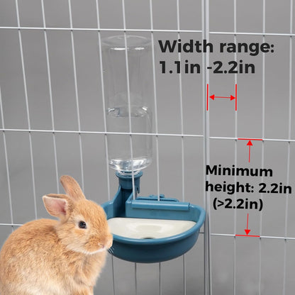 VANNON 16oz Pet Water Bottle, Gravity Dog Water Bowl Dispenser for Cage, Anti-Overflow Water Dispenser for Small Dogs, Cats, Rabbits and Other Small Animals, BPA Free, Grey