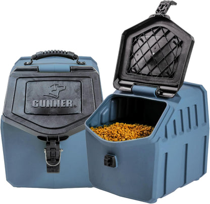 GUNNER 50 lbs Dog Food Storage Container - Waterproof & Airtight Pet Food Bin - Multi-Purpose Container for Dry Food, Corn, Chicken Feed, Treats, Bird Seed, & More - Gunmetal