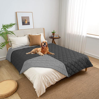 fuguitex Waterproof Dog Blanket, Pet Friendly Reversible Throw Essential for Small Dogs, Tear Resistant Leakproof Washable Couch Cushion Bed Protector Cover for Indoor Furniture（30"*70",Beige+Cream