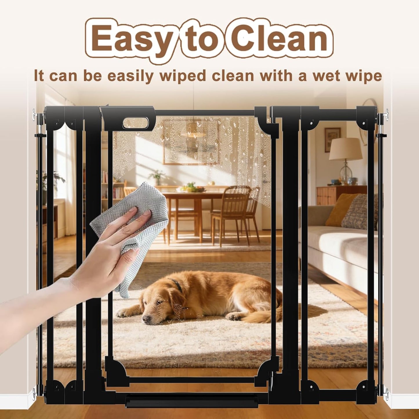 WAOWAO Clear Baby Gate for Stairs Modern Design Acrylic Auto Close Pet Gate, 29.52-37.79" Wide Safety Baby Gate for Doorways,White Clear Dog Gates Indoor, Hallways,Kitchen