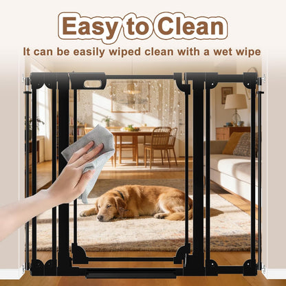 WAOWAO Clear Baby Gate for Stairs Modern Design Acrylic Auto Close Pet Gate, 29.52-37.79" Wide Safety Baby Gate for Doorways,White Clear Dog Gates Indoor, Hallways,Kitchen