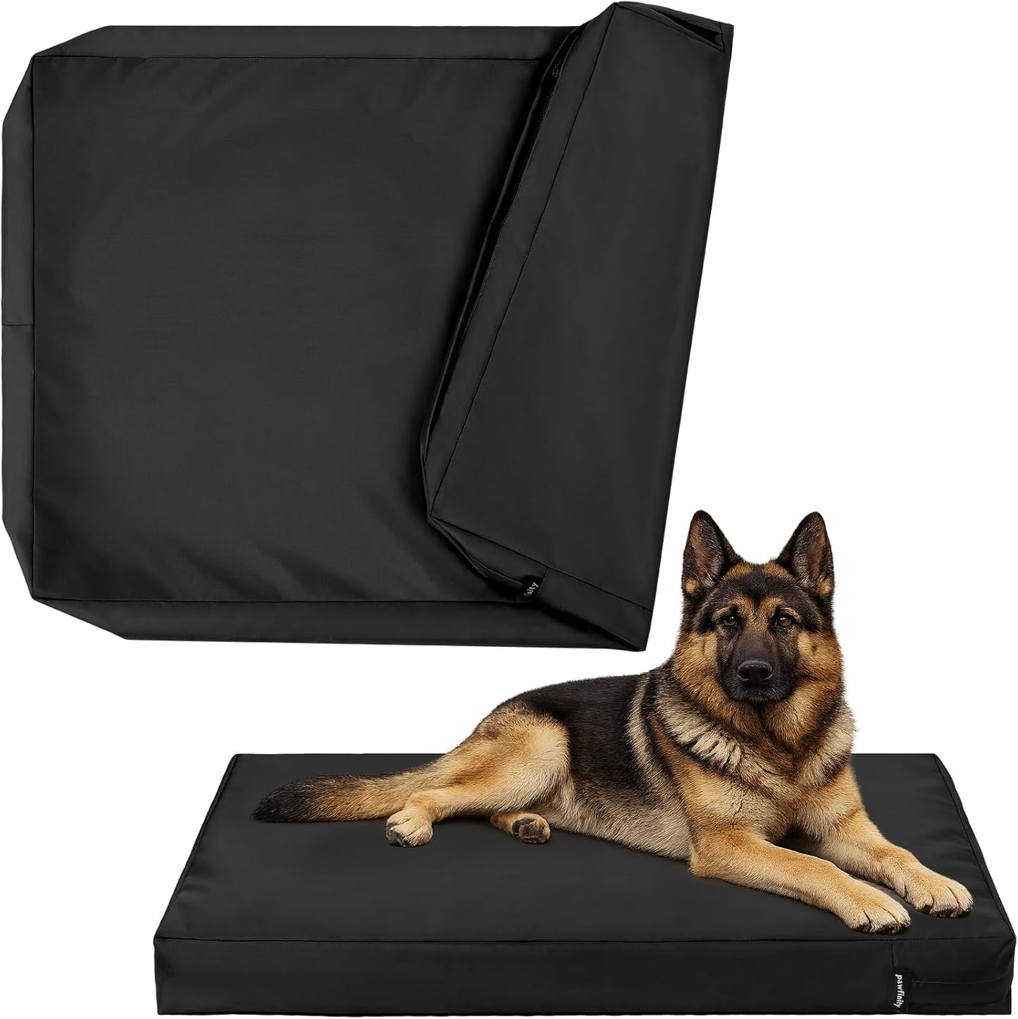 PAWFINITY Waterproof Dog Bed Cover Replacement Washable, Easy to Clean, Pet Hair Resistant, Heavy Duty Oxford, Zipper Closure, Indoor/Outdoor Use, Fits 36 Inch Dog Crate - Large, 34x22x3.5, Black