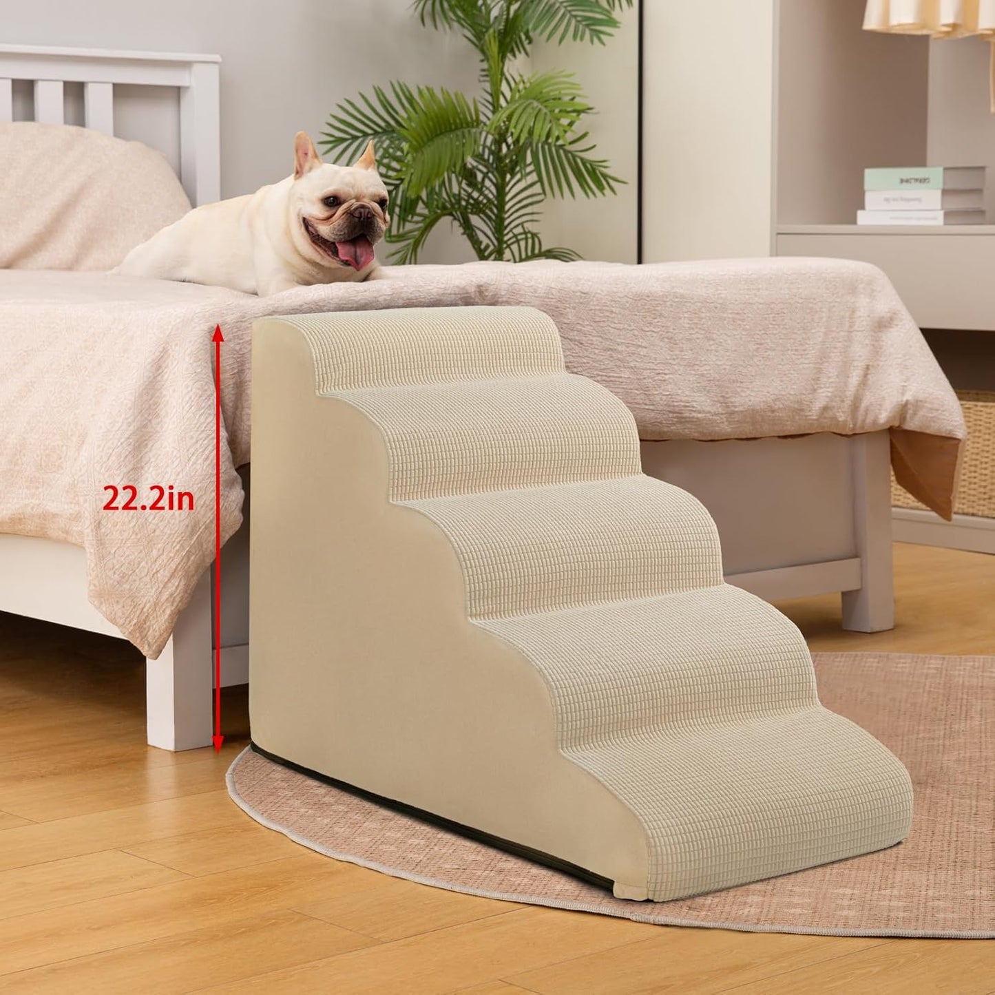 Aodisman 3-Step Dog Ramp and Stairs for Sofa and Chair - Non-Slip Sturdy Pet Steps for Small Dogs and Cats,15.7" H,Grey