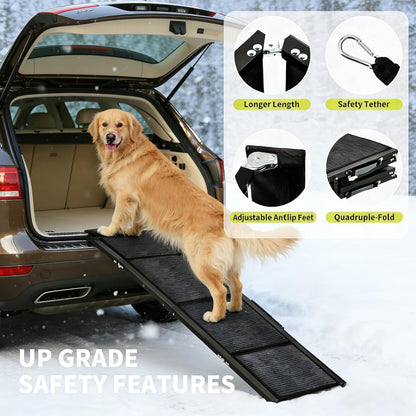 Garvee 20" Extra Wide Folding Dog Ramp for Car, 71" Long Heavy Duty Non-Slip Portable Pet Ramp, Large Dogs Up to 250 lbs, Outdoor & Indoor Use